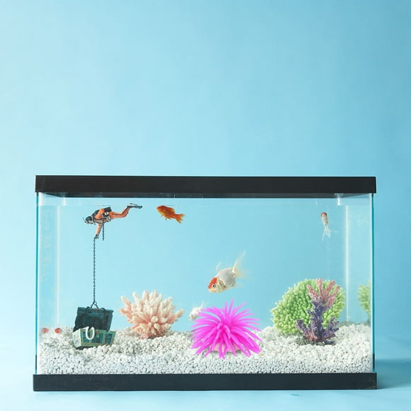 unbranded 2Ud Adorno Acuario Erizo De Mar De Silicone Morado Con Base Cerámica Resistente
