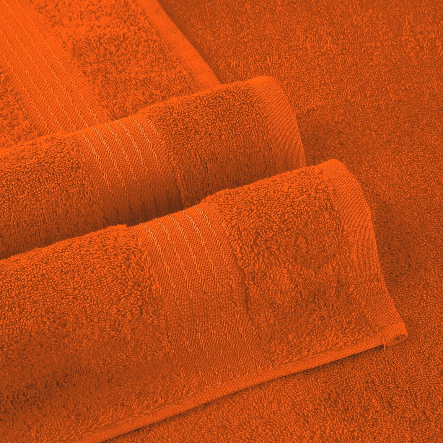6 Piece Towel Set, 100% Turkish Cotton Soft Absorbent Towels for Bathroom, 2 Bath Towels 2 Hand Towels 2 Washcloths, Orange