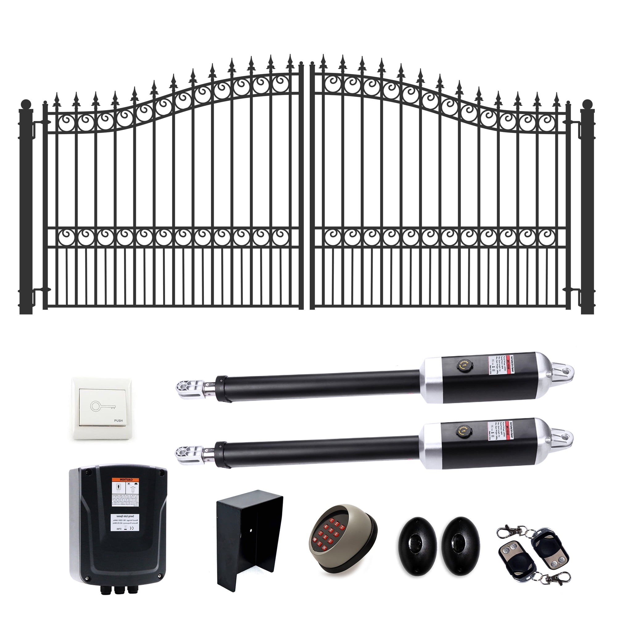 ALEKO London Style Dual Swing Steel Driveway Gate 18 ft with Gate Opener