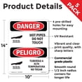 thumbnail image 2 of Hot Pipes Do Not Touch Bilingual OSHA Danger Rigid Plastic Sign 14 Inch x 10 Inch - 5 Pack, 2 of 8