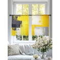 thumbnail image 3 of Yellow Gray Sheer Curtains 45 Inch Length 2 Panels Set, Oil Painting Abstract Modern Geometric Voile Window Treatment Rod Pocket Small Kitchen Curtains Drapes for Bedroom 52"x45"x2, 3 of 7