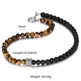 thumbnail image 3 of Hermah Natural 8mm Tiger Eyes Jasper Polar Jade Beaded Necklace for Men Toggle Clasp Necklace, 3 of 5