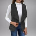 thumbnail image 2 of TFEOQRY Womens Winter Fleece Blanket Casual Vest Solid Color Double-Sided Velvet Sleeveless Jacket Dark Gray, 2 of 8
