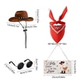 thumbnail image 4 of Yhmxh 4 piezas de atuendos de vaquero occidental para porche con forma de ganso, letrero colgante "Silly Goose on The Loose", sombrero de vaquero, pañuelo y gafas para estatua de 17 o 23 pulgadas,, 4 of 6