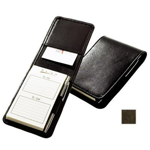 Raika VI 128 BROWN Card Note Taker Case with Pen - Brown