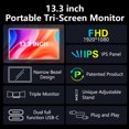 thumbnail image 4 of Pour Rallonge d'Écran d'Ordinateur Portable 13,3 Pouces 1080P FHD Moniteur Portable Triple pour Ordinateur Portable Rallonge de Moniteur Pliable avec Support Flexible Sac de Transport, 4 of 6