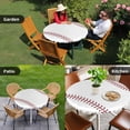 thumbnail image 4 of Baseball Round Tablecloth for 45-54 Inch Tables, Fitted Table Cover with Elastic Edge, Modern Minimalist Red Lines Waterproof Outdoor Table Cloth Protector for Patio Garden Dinner Picnic, 4 of 9