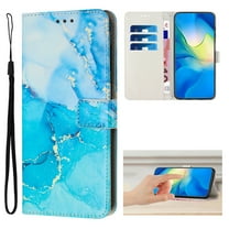 Compatible for Motorola Moto G Stylus 5G 2023 Wallet Case, Wallet Case[Stand Feature] [Wrist Strap] [Credit Cards Holder] New Marble Pattern Premium PU Leather Flip Protective Cover, Blue