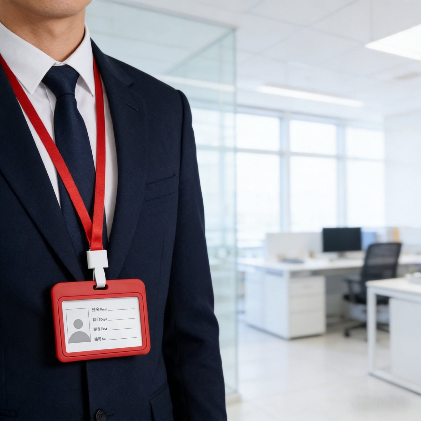 5-40PC ID Badge Holder 4x3 Inch Horizontal Double Sided Clear Hard Plastic Case with Detachable Neck Lanyard for Office School Credit Cards Name Tags ID Passes