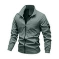 thumbnail image 2 of Lightweight Casual Jackets for Men 2025 Slim Fit Long Sleeve Collared Zip Up Jacket with Pockets Outerwear Coat, 2 of 7