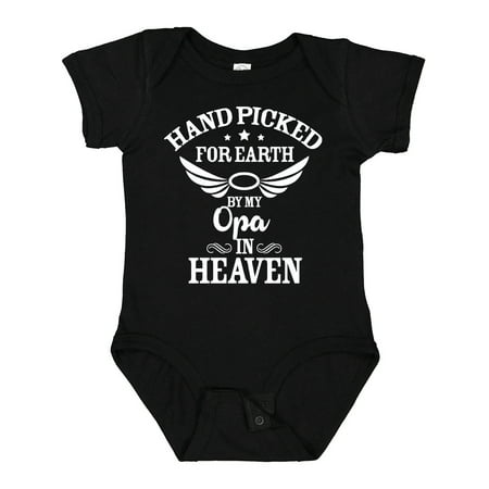 

Inktastic Handpicked for Earth by My Opa in Heaven with Angel Wings Gift Baby Boy or Baby Girl Bodysuit