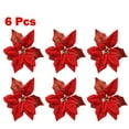 thumbnail image 1 of 6Pcs Christmas Glitter Artificial Poinsettia Flowers Xmas Poinsettia Artificial Wedding Flowers Decorations Xmas Tree Ornaments for Party Favors, 10inch, 1 of 4