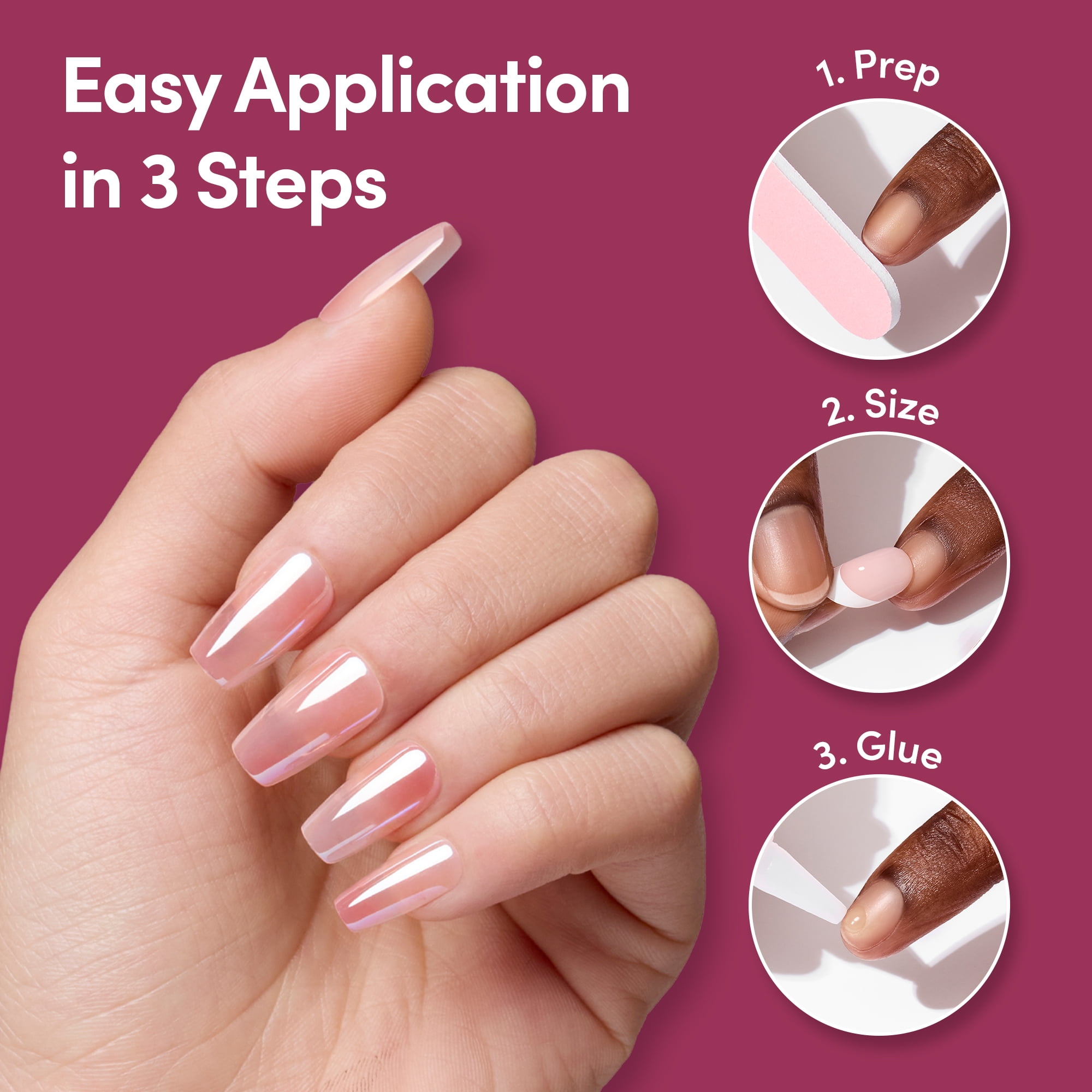DIGI by Glamnetic Short Coffin Artificial Press-on Nails, Feelin' Peachy, 24 Pieces