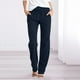 thumbnail image 2 of Pantalones rectos lisos de cintura alta para mujer - Pantalones casuales con cordón elástico - Pantalones largos con bolsillos, 2 of 5