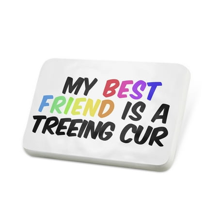 Porcelein Pin My best Friend a Treeing Cur Dog from United States Lapel Badge –