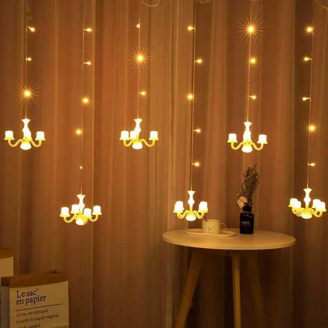 Candelabros Cortinas Luz Luz Led Cuerdas Colgantes Luces Decoración Navideña Cuerdas De Luces Para Fiesta En Casa Vogacara HA038553-00