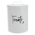 thumbnail image 1 of Contenedor de comida para perros: contenedor de metal para comida de perro, contenedor para golosinas con tapa, recipiente para almacenar bocadillos para cachorros, gatos, hogar y cocina., 1 of 6