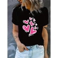 thumbnail image 1 of Camiseta informal de cuello redondo para mujer con estampado de corazones, de algodón, ligera, de manga corta, para todas las estaciones, para adultos, hombres, mujeres, adolescentes, jóvenes., 1 of 6