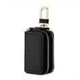 thumbnail image 7 of QIQUWOHUL Leather Car Key Holder Case Wallet Zip Bag Key Ring Double Layer Key Organiser Key Ring Cover Zip Key Case Bag Leather Key Holder, 7 of 7