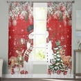 thumbnail image 3 of Red Christmas Sheer Curtains 63 Inch Length 2 Panels Set, Semi Transparent Voile Rod Pocket Curtains for Living Dining Room Bedroom Drapes Snowman Xmas Tree Ball Elk Snowflake, 3 of 8