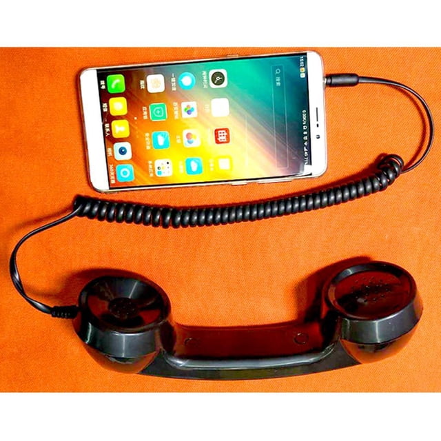 MERIGLARE Combiné de Téléphone Cellulaire Rétro Micro 3,5 mm Récepteur Classique Noir
