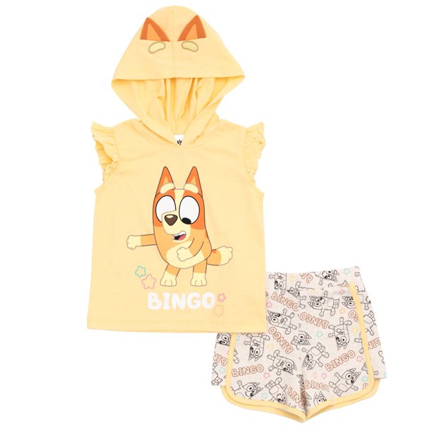 Conjunto de ropa Bluey Bingo, camiseta sin mangas y pantalones cortos para niñas de 7 a 8 años