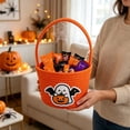 thumbnail image 6 of BSJJY Orange Halloween Candy Basket 7.9x5.5 Inch, Reversible Fabric Treat Bucket with Handle, Cute Print Prank or Treat Bag, 6 of 6