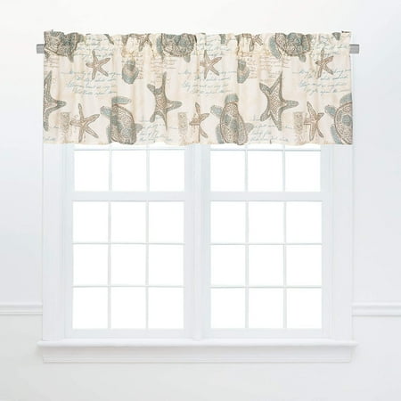 

Amber Sands Valance Nautical Coastal Sea Life Beach Cotton Curtains for Window Living Dining Bedroom Bathroom Kitchen Valance Single Beige