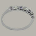 thumbnail image 4 of LBG British Made 14k White Gold Natural Opal & Amethyst Womens Eternity Ring - 33 size options - Size 11.5, 4 of 9