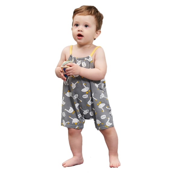 Styles I Love Infant Baby Boys Grils Sleeveless Cartoon Pattern Cotton Romper Summer Spring Casual Outfit (Duck Grey, 80/12-18 Months)