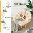 thumbnail image 3 of 20-Inch Papasan Chair Cushion, Egg-Shaped Cushion, Soft And Lightweight Swing Chair Cushion, Washable Stylish Patio Cushion, Suitable For Lawn Patio Rocking Chairs, Khaki., 3 of 6