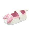 thumbnail image 2 of CUZIBR Toddler Baby Girls Sandals Sparkly Sequins Cute Bow Mary Jean Princess Shoes Floor Barefoot Non- Walking Sandals Flat Soles Summer Lightweight Casual Footwear ,Pink,12-18 Months, 2 of 3