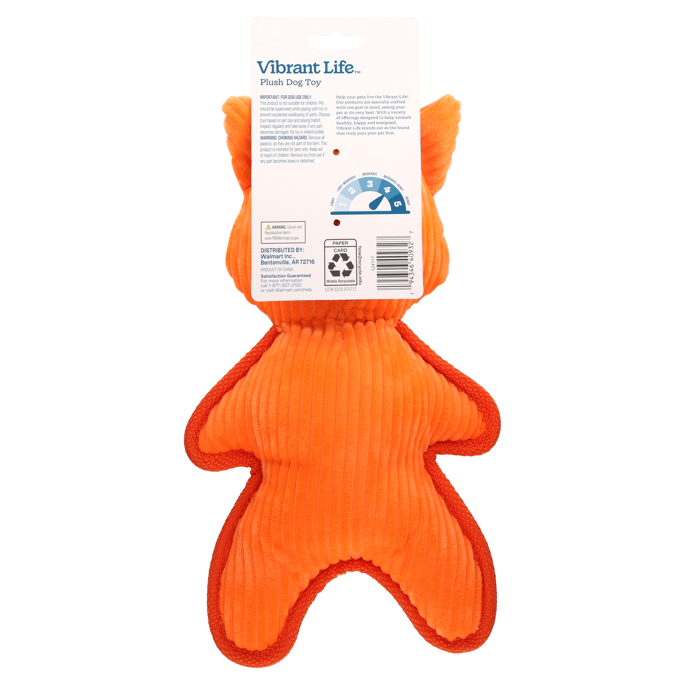 Vibrant Life Orange Fox Plush Dog Toy with Squeaker photo 8