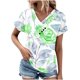 thumbnail image 1 of Tops de Algodón para Mujeres Cuello en V Moda Casual Manga Corta Primavera Verano Top para el Hogar Y Diario, 1 of 6