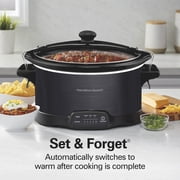 Hamilton Beach 7 Qt Programmable Slow Cooker, Stoneware Crock with Removable Pot, Includes Party Dipper Food Warmer, Black