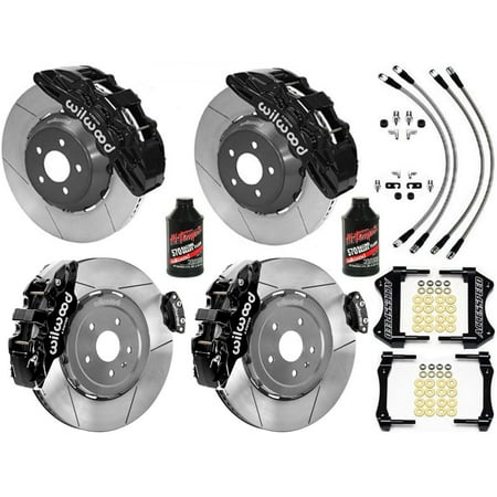 WILWOOD BIG BRAKE KIT FRONT & REAR COMBO PACKAGE WITH FREE BRAKE LINES & FLUID, SX6R 15 FRONT, AERO4-EPB 15 REAR, BLACK CALIPERS, SLOTTED ROTORS, For 2020+ CORVETTE C8