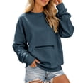 thumbnail image 2 of Fmbrln Womens Crew Neck Side Pocket Sweatshirt Long Sleeve Oversized Loose Casual Tunic Pullover Tops, 2 of 5