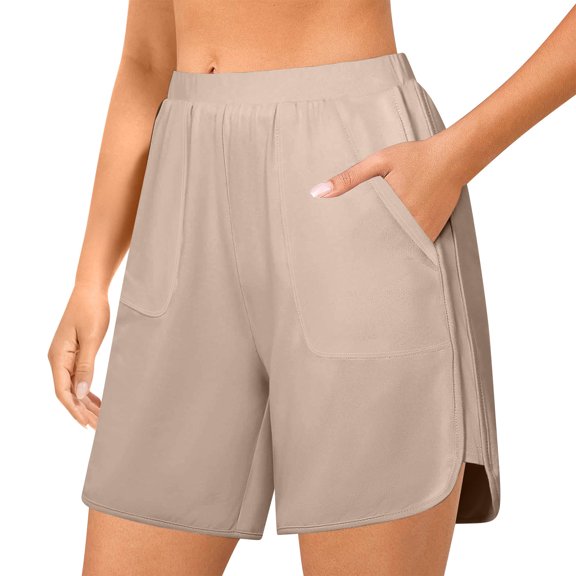 Kaemgyyd Bermuda Shorts for Women Athletic Loose Wide Leg Running Sweat Shorts High Waist Comfy Yoga Shorts with Pockets