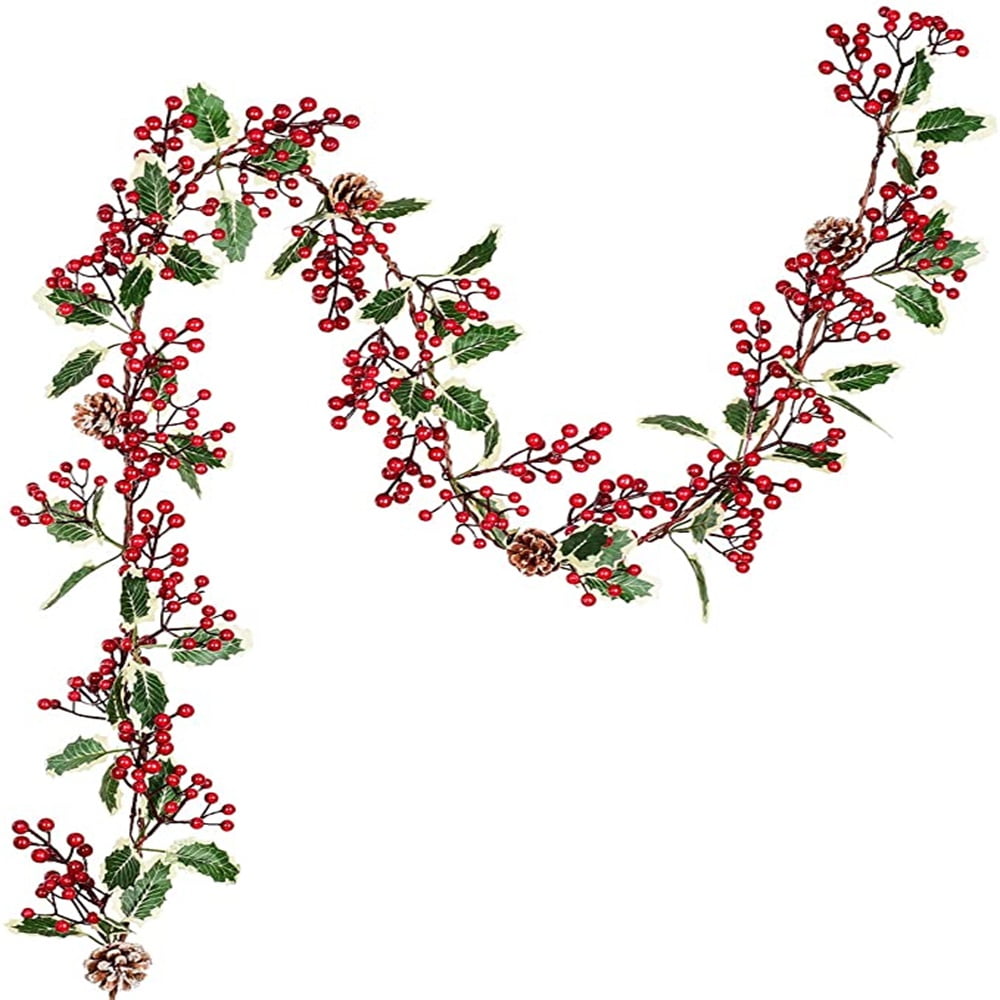 Kepooman 7Ft Holiday Garland Artificial Red Berry Garland, Red Berry Garland Holiday Decorationwith Bendable Stems Holiday Fireplace Decoration Banister, Pine Cone Garland Kepooman 7Ft Holiday Garland Artificial Red Berry Garland, Red Berry Garland Holiday Decorationwith Bendable Stems Holiday Fireplace Decoration Banister, Pine Cone Garland