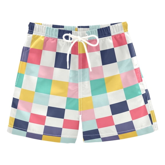 Colorful Plaids Checkerboard Swim Trunks Board Shorts Beach Pants Bathing Bottoms 2T