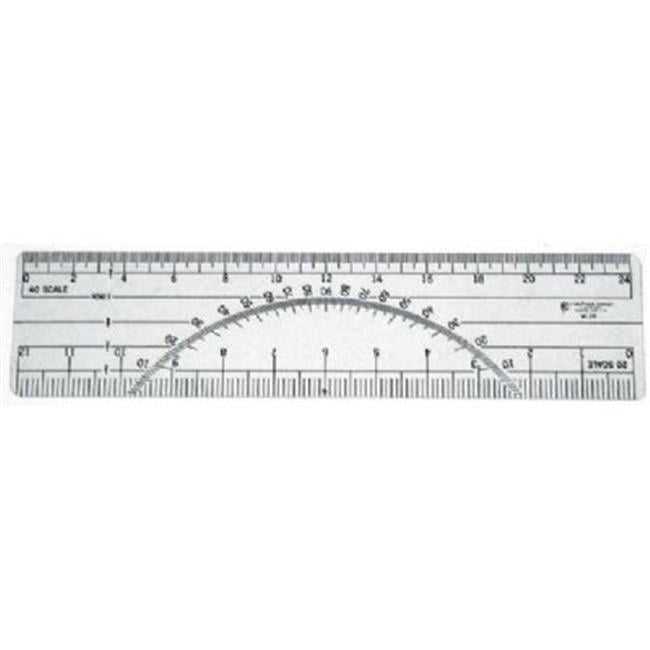 C-Thru W39 6 in. Protractor Ruler 20 and 40 Parts To The Inch by C-Thru