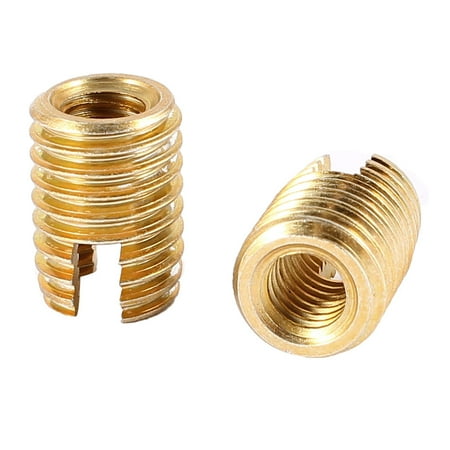 2 Pcs Brass Tone 14mm x 10mm x 5mm Self Tapping Threaded Inserts ...