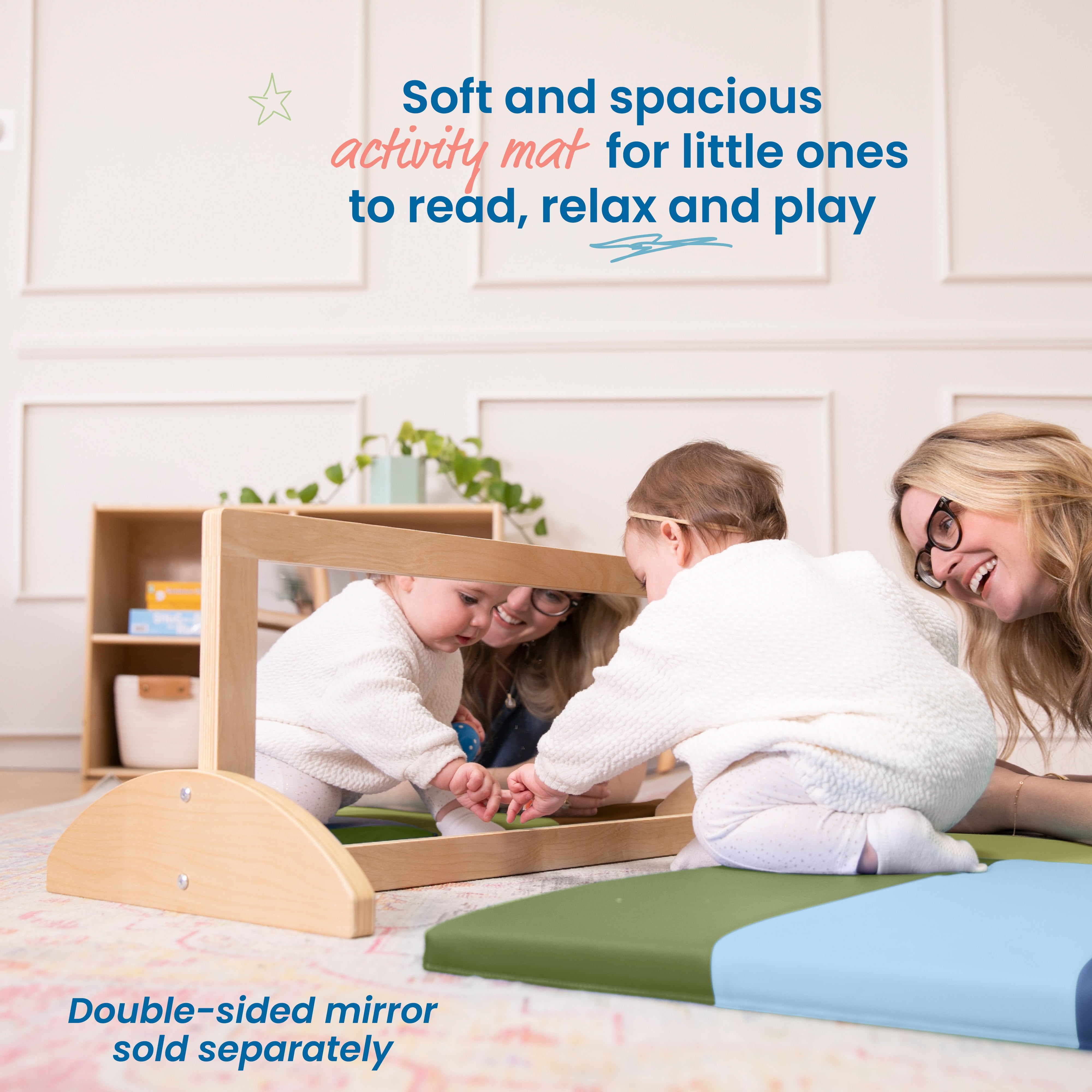 ECR4Kids SoftZone Turning Tiles Folding Activity Play Mat, 48in Square, Baby Essentials, Earthtone