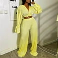 thumbnail image 2 of Autumn 2 Piece Sets for Women Plus Size Casual V-Neck Bandage Long Sleeve Wrinkled Long Pant Set, 2 of 5