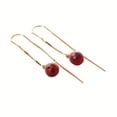 thumbnail image 3 of Galaxy Gold 14K Rose Gold 6.60 Carat Dyed Natural Ruby Dangle Earrings - July Birthstone - Passion & Protection - Fine Jewelry for Women, 3 of 4