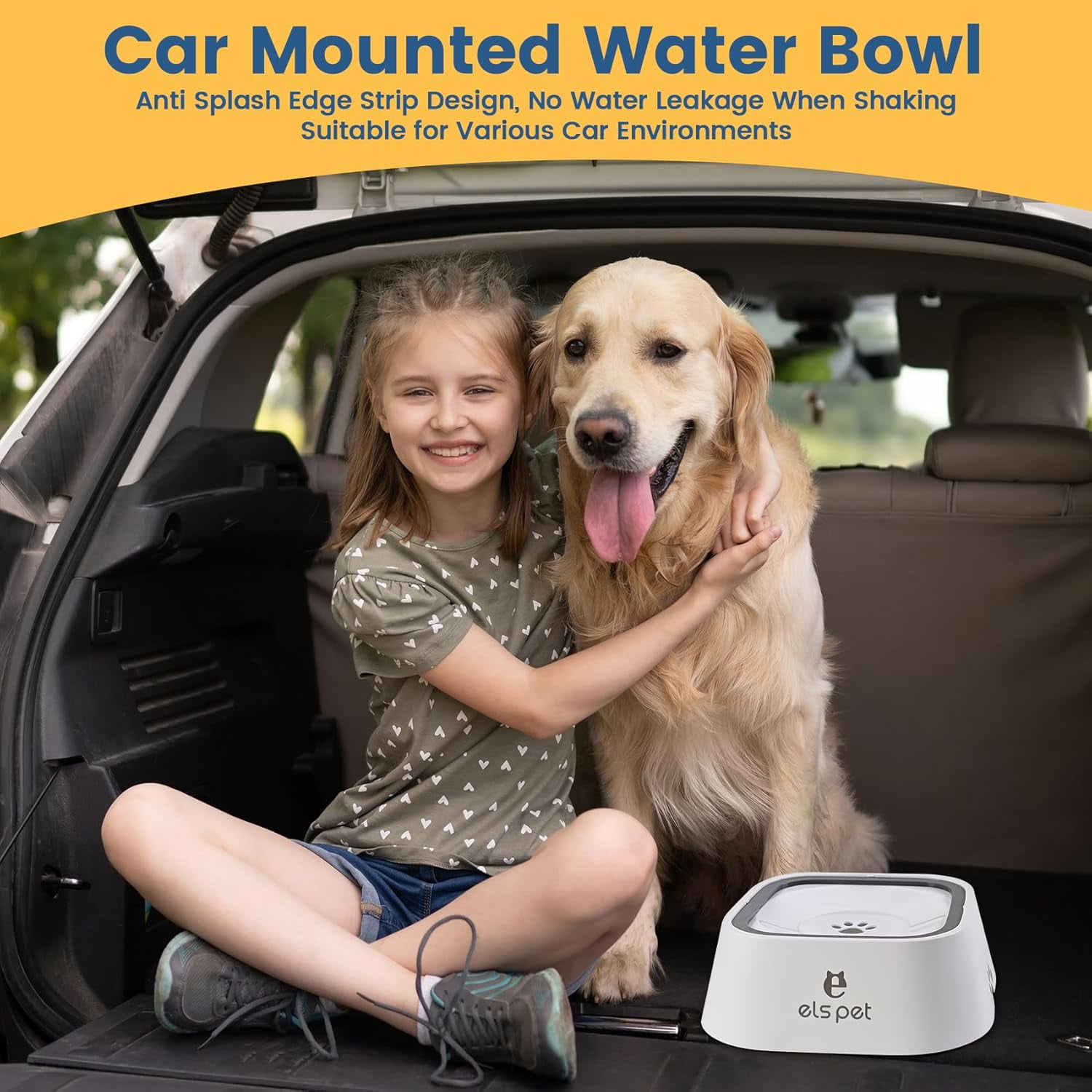 Spill Proof Dog Water Bowl, 35oz No Spill Water Bowl for Dogs, 1L Slow Drinking Dog Water Bowl, Slow Water Bowl for Dogs, Vehicle Travel Water Bowl, for Small Medium Cats and Dogs.