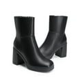 thumbnail image 3 of Women's Platform Ankle Boots Chunky High Heel Square Toe Gogo Booties Side Zipper Party Dress Shoes Comfortable, 3 of 7