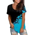 thumbnail image 1 of Gibobby Casual Playera de Manga Corta para Mujer Camiseta holgada informal manga corta con cuello redondo y estampado Multicolor para mujer(Azul,M), 1 of 3