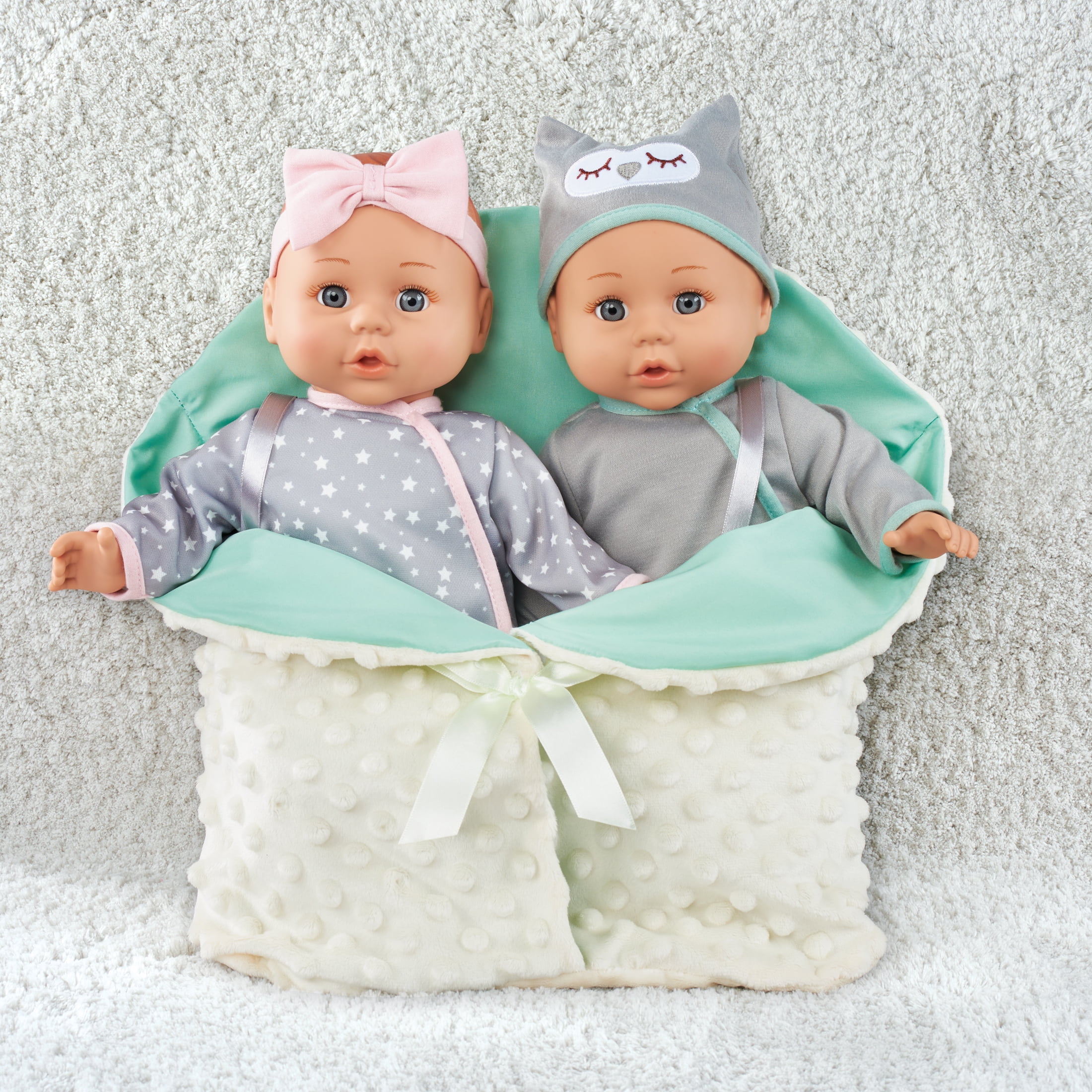 My Sweet Baby: My Cuddly Baby® Doll Twins Play Set, Grey Outfits, 7 Pieces Included, MSB Twins Play Set