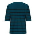 thumbnail image 6 of ZQUUVOU Womens T-Shirts Stripe Ruffle Short Sleeve Square Neck Tops(Navy,XL), 6 of 6